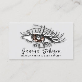 Makeup Logo Brawn Brown Eyelash Qr Code Silver Visitenkarte