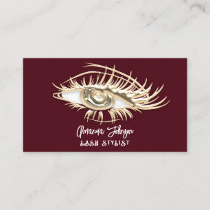Makeup Logo Burgundy Gold Eyelash Qr Code Visitenkarte