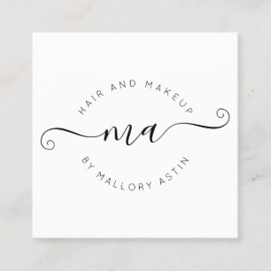 Makeup-Logo für moderne Schwarz-weiß-minimalisti Quadratische Visitenkarte