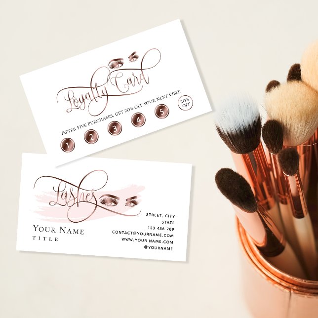 Makeup loyalty card rose gold beautiful lashes visitenkarte (Von Creator hochgeladen)
