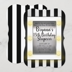 Makeup Mirror Beauty Makeover Teen Birthday Party Einladung