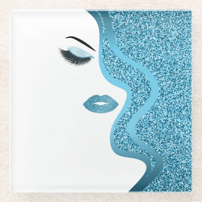 Makeup mit Glitzer-Effekt Glasuntersetzer (Vorderseite)