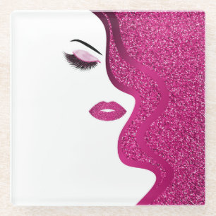 Makeup mit Glitzer-Effekt Glasuntersetzer