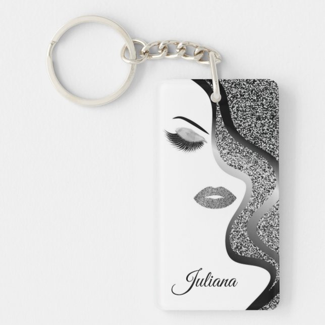 Makeup mit Glitzer-Effekt Schlüsselanhänger (Vorderseite)