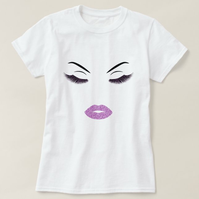 Makeup mit Glitzer-Effekt T-Shirt (Design vorne)