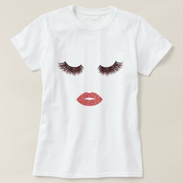 Makeup mit Glitzer-Effekt T-Shirt (Design vorne)
