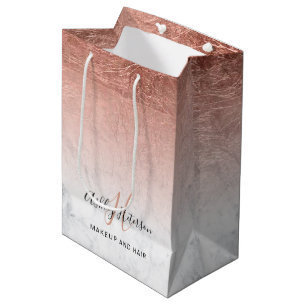 Makeup Monogramm Marmor Rose Gold-Folie Skript Mittlere Geschenktüte