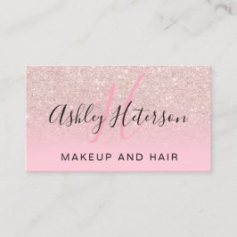 Makeup Monogramm Skript Rose Gold Glitzer rosa Visitenkarte