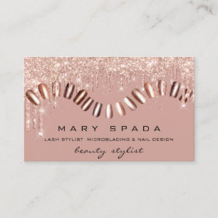 Makeup Nails Stylist Manicure Rose Gold Funkelnd Visitenkarte