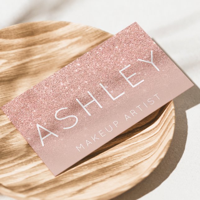 Makeup Name elegante Typografie, rot Rose Gold Visitenkarte (Von Creator hochgeladen)