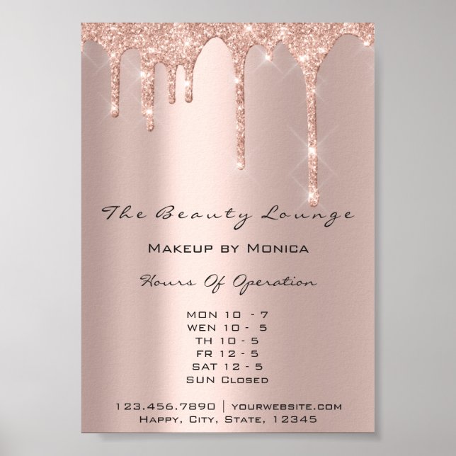 Makeup Openings Stunden Rose Salon Tropfen Parkpre Poster (Vorne)