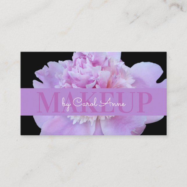 Makeup Pink Lila Blume Klassisch Schwarz Visitenkarte (Vorderseite)