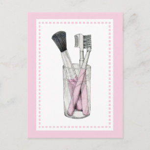 Makeup Pinsel Postcard Postkarte