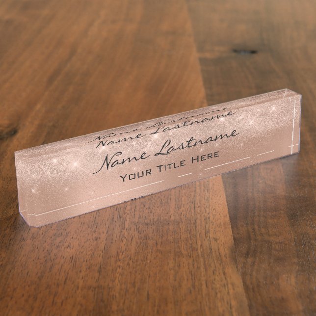 Makeup Rose Esthetician Beauty Studio Kupfer Namensplakette (Seite)