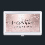 Makeup Rose Gold Glitzer metallische Funkeln Konfe Visitenkarten Dose<br><div class="desc">Makeup Haar Rose Gold Glitzer metallische funkelnde Konfetti Monogramm Logo Branding</div>