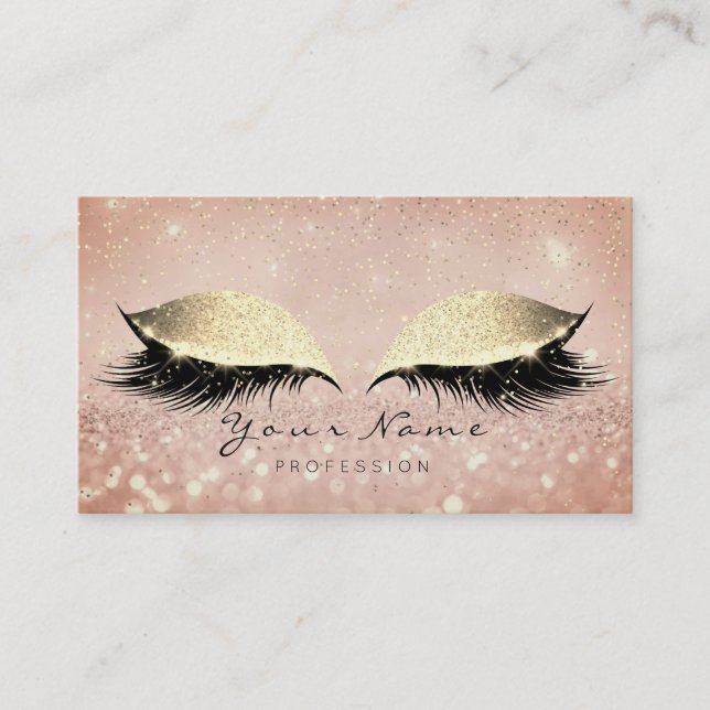 Makeup Rose Gold Lashes Extention Glitzer Beauty Terminkarte (Vorderseite)