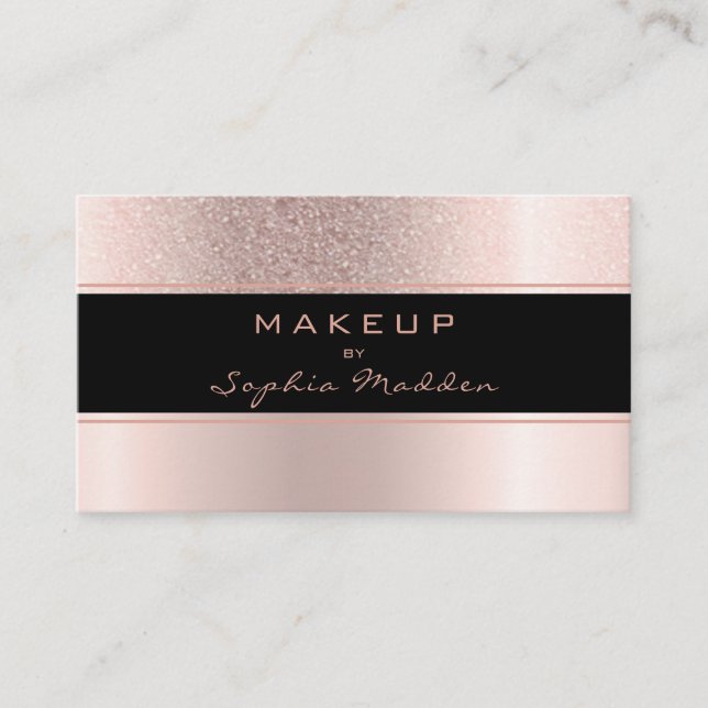 Makeup Rose Gold Ombre Trendy Glitzer Visitenkarte (Vorderseite)