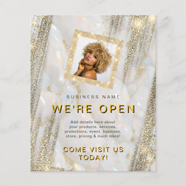Makeup Salon Custom Foto Gold Chic Opal Stone Flyer (Vorne)