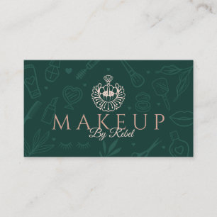 Makeup   Schönheitspflege Grün/Rosa-Makeup-Logo Visitenkarte