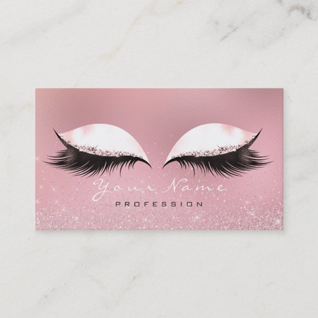Makeup Silber Rosa Weißgläser Glitzer Visitenkarte (Vorderseite)