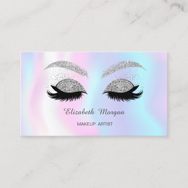Makeup Silver Glitzer Imitate Lashes Holographisch Visitenkarte (Vorderseite)