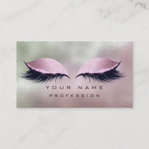 Makeup Silver Minze Pink Glass Eyes Lashes Glitzer Visitenkarte