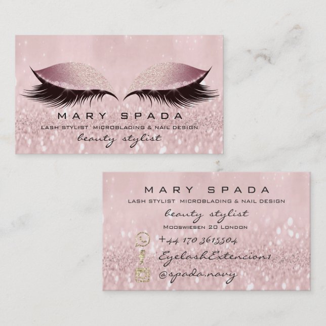 Makeup Studio Eyebrows Lashes Pink WELLNESS-CENTER Visitenkarte (Vorne/Hinten)