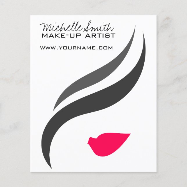 Makeup-Symbol Frauengesicht in Schwarz-weiß rosa L Flyer (Vorne)
