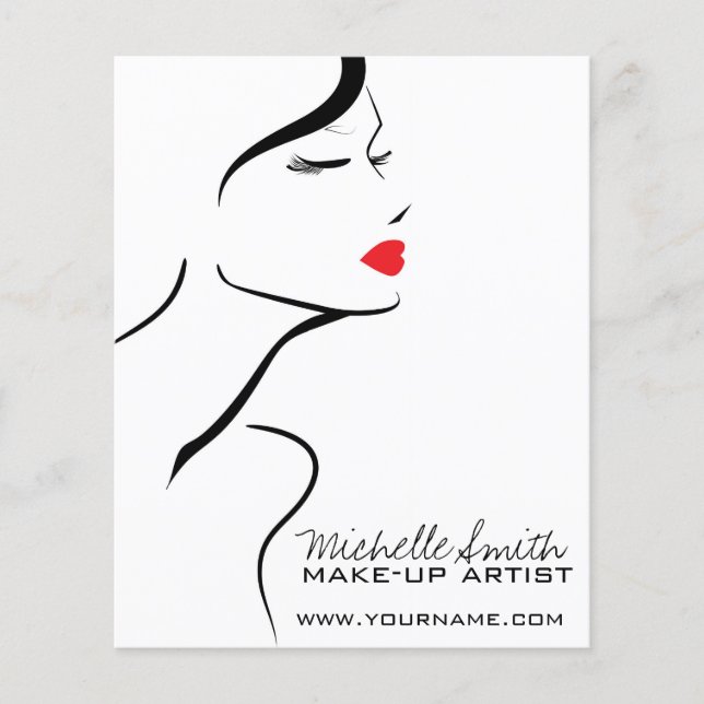 Makeup-Symbol Frauengesicht in Schwarz-weißen rote Flyer (Vorne)