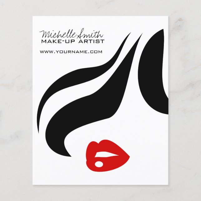 Makeup-Symbol Frauengesicht in Schwarz-weißen rote Flyer (Vorne)