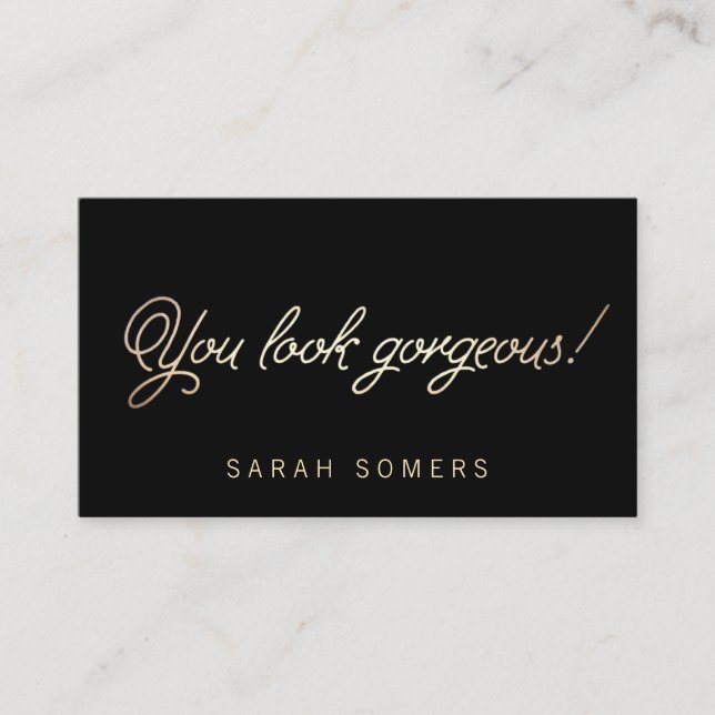 Makeup und Hair Stylist Gold Script Beauty Visitenkarte (Vorderseite)