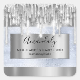 Makeuty Beauty Glitzer Silver Frame Vielen Dank Quadratischer Aufkleber
