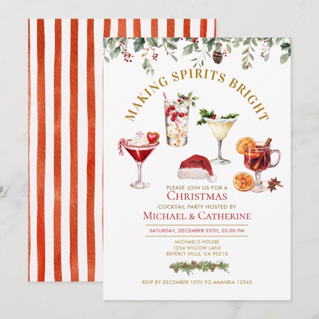 Making Spirit Bright Christmas Holiday Party Einladung (Vorne/Hinten)
