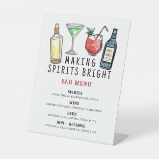 Making Spirits Bright Christmas Bar Menu Sign Sockelschild