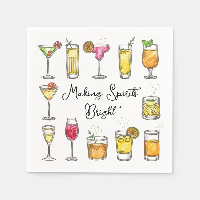 Making Spirits Bright Christmas Cocktail Serviette (Vorderseite)
