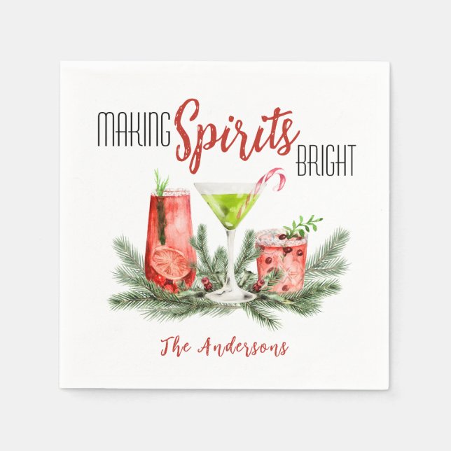 Making Spirits Bright Festive Cocktailparty  Serviette (Vorderseite)