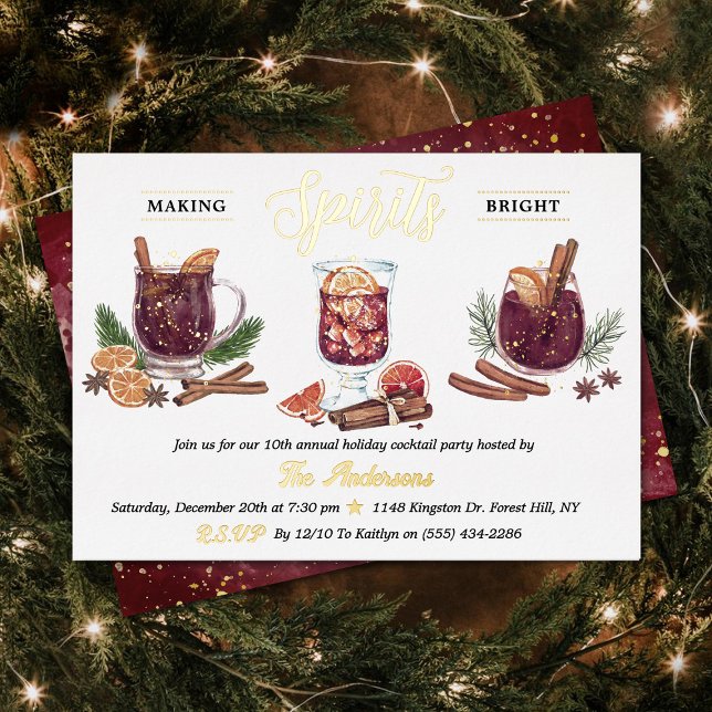 Making Spirits Bright | Holiday Cocktail Party Folieneinladung (Von Creator hochgeladen)