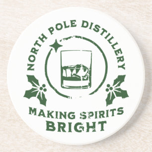 Making Spirits Bright North Pole Destillerie Grün Getränkeuntersetzer