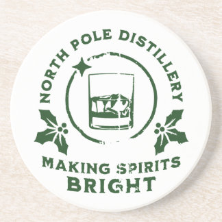 Making Spirits Bright North Pole Destillerie Grün Getränkeuntersetzer