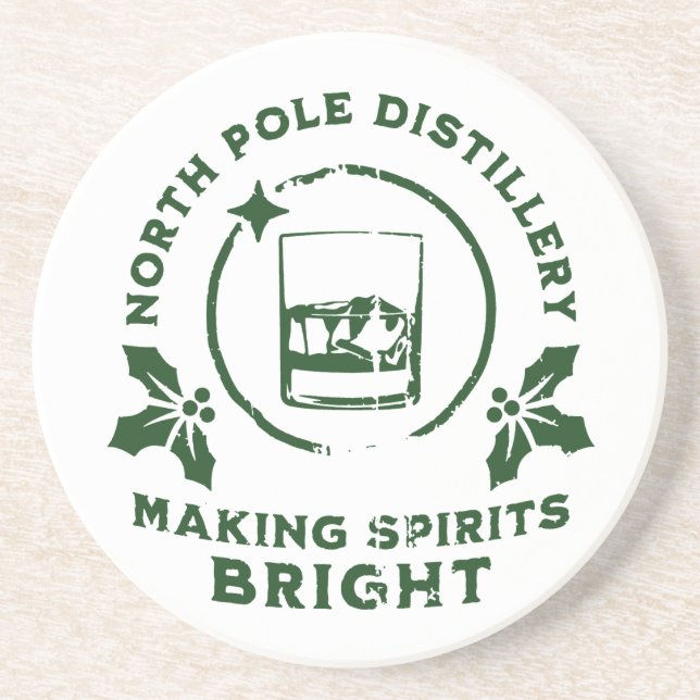 Making Spirits Bright North Pole Distillery Green Getränkeuntersetzer (Vorne)