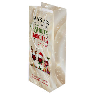 Making Spirits Bright Rotwein Weihnachten Geschenktüte Für Weinflaschen