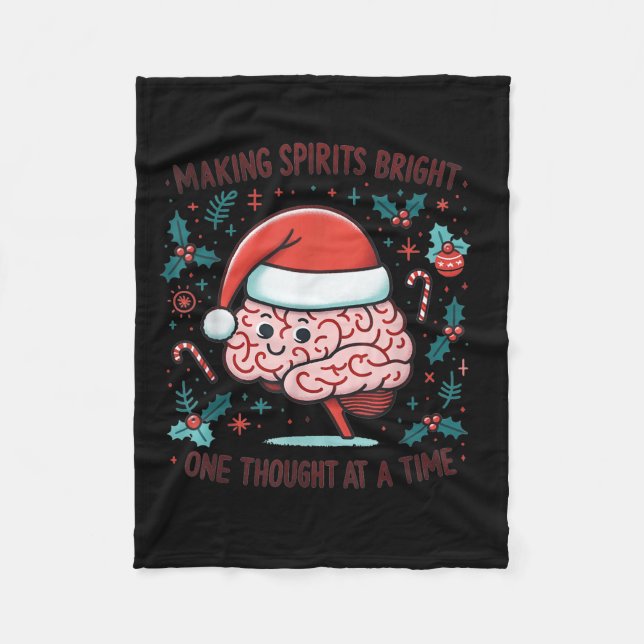 Making Srits Bright Funny Brain Christmas Mental H Fleecedecke (Vorderseite)