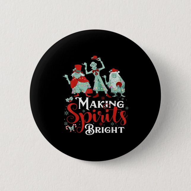Making Srits Bright Funny Retro Ghost Christmas Co Button (Vorderseite)