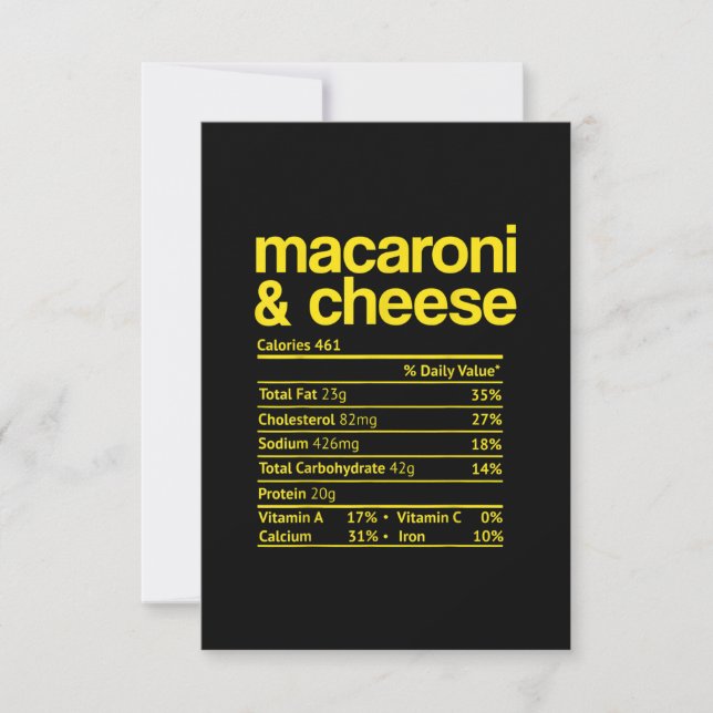 Makkaroni und Käse Nutrition Fakt Erntedank Einladung (Vorderseite)