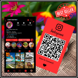 Makler Instagram Immobilienmakler Roter QR-Code Visitenkarte