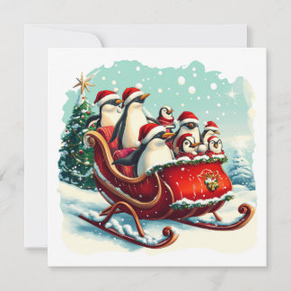MAKOM1000-Weihnachten - Pinguine im Weihnachtsschl Karte