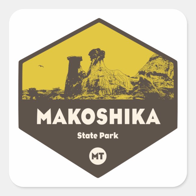 Makoshika Staat Park, Montana Quadratischer Aufkleber (Vorderseite)
