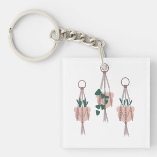 Makramee-Pflanzenhänger Planter Töpfe Illustration Schlüsselanhänger