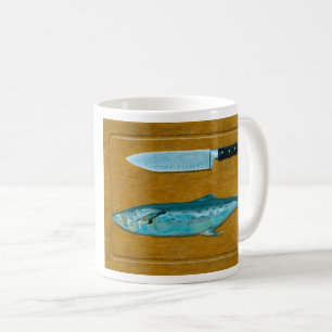 Makrele auf Schneidbrett Tasse
