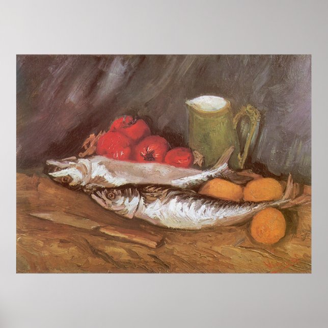 Makrele, Zitronen und Tomaten von Vincent van Gogh Poster (Vorne)